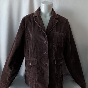 Vtg Talbots Brown Corduroy Blazer Jacket  Size 16 Dark Academia Classic Preppy
